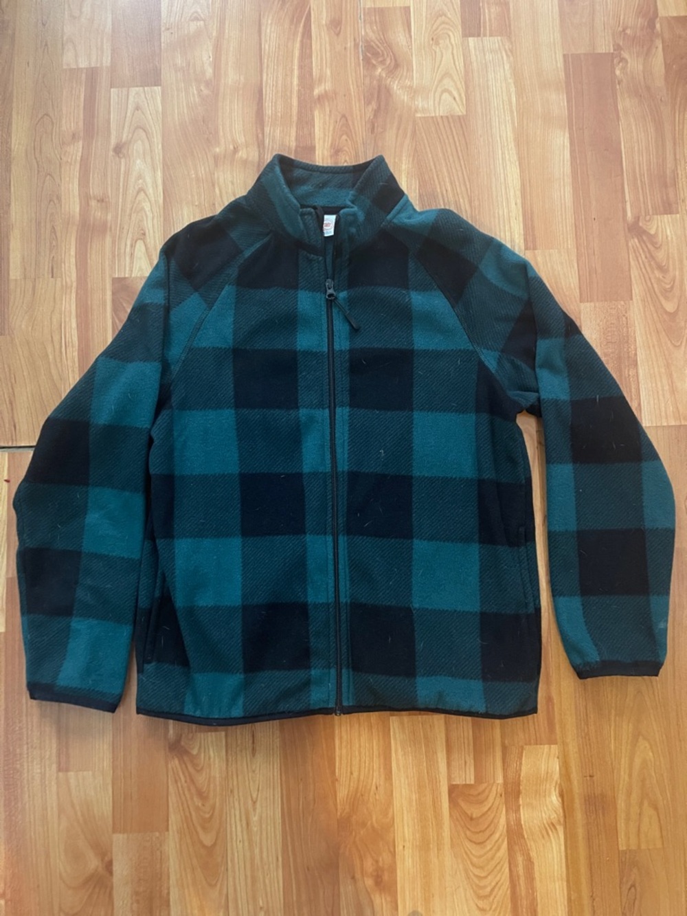wonder nation Green and Black Plaid Fleece Jacket
